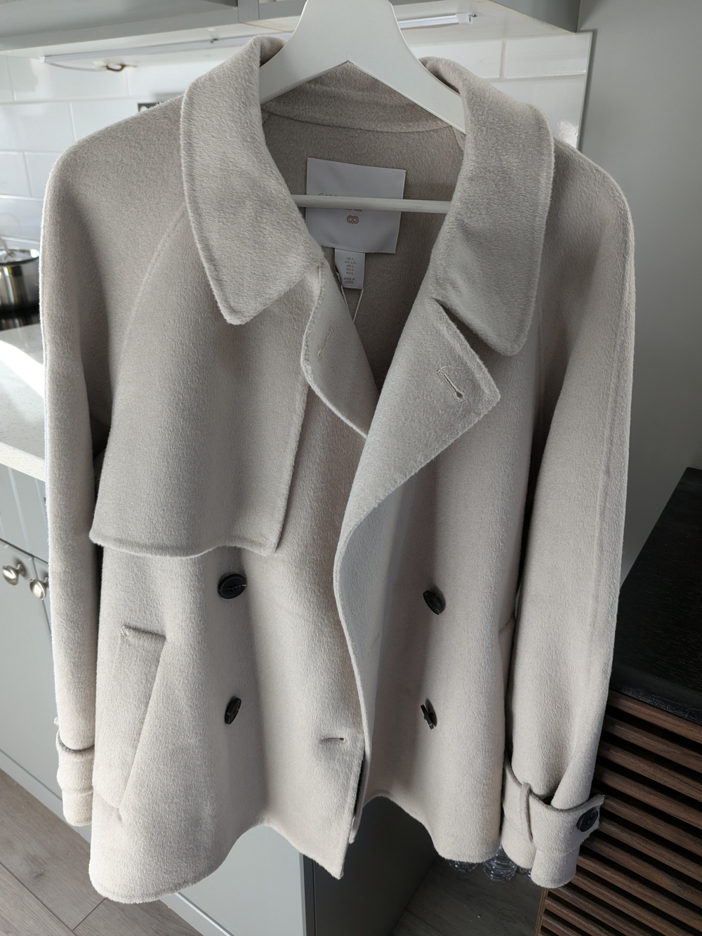 CAROLINE CONSTAS NWT - New York Cream Wool-Blend Peacoat